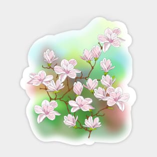 Magnolia with background Sticker